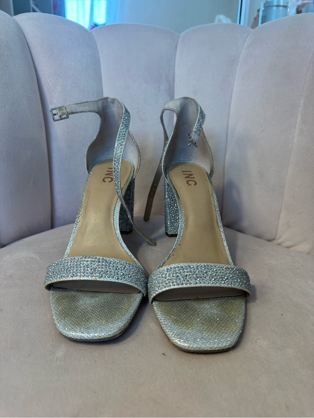 INC Silver Glitter Heels